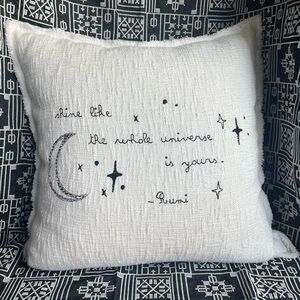 Sugarboo & Co Large 24x24 White Cotton Throw Pillow with Rumi Quote